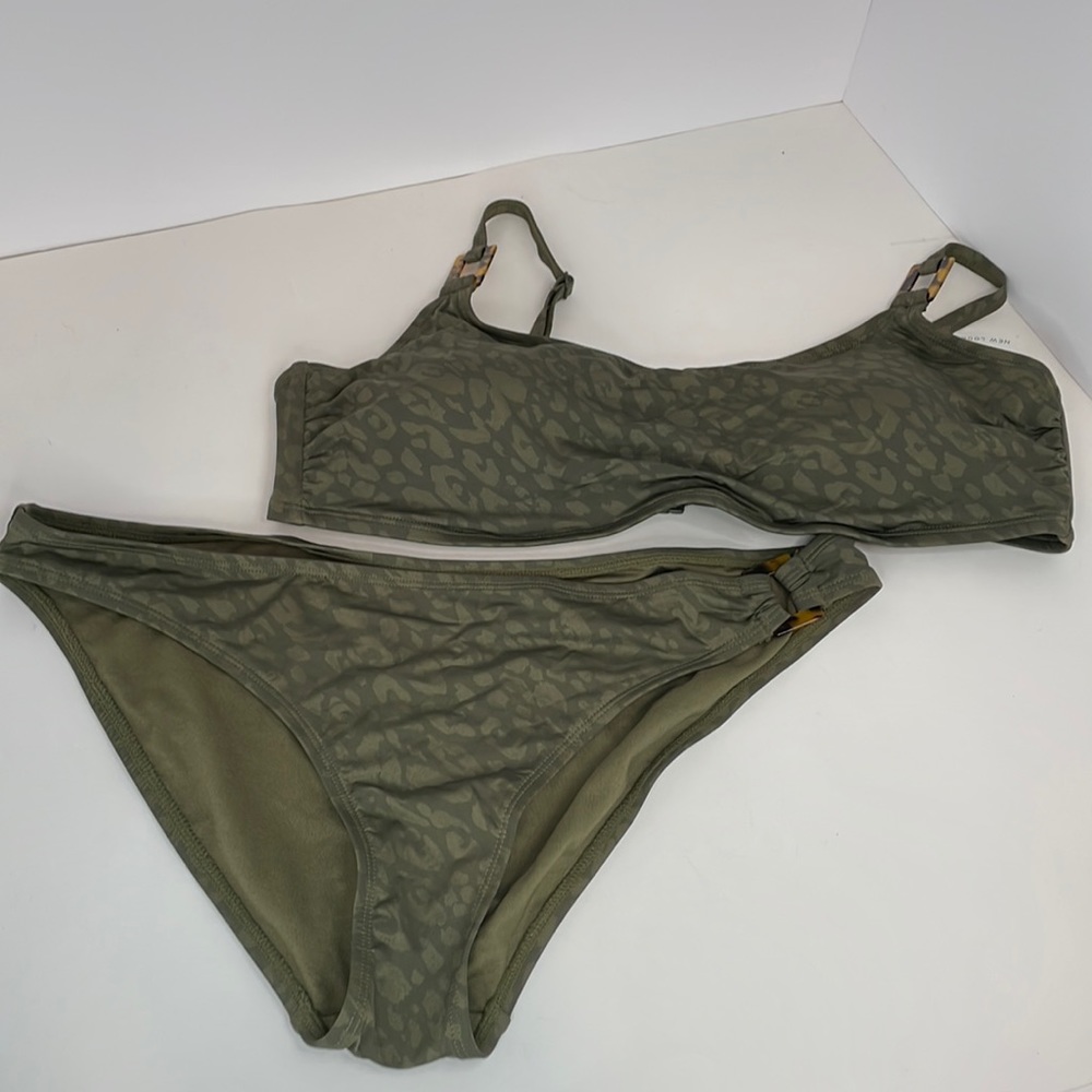 New Look Animal Print Jacquard Crop Top And Matching Bottom Bikini Size 12(16uk)
